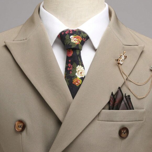 Men’s Double-breasted Notched Lapel Two-Piece Suit XS-2X - Picture 7 of 9